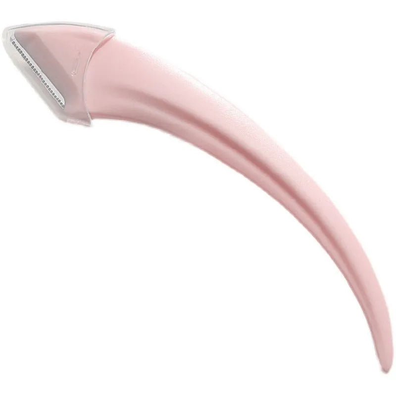 Curved moon eyebrow trimming knife with comb in white, pink, or green colours