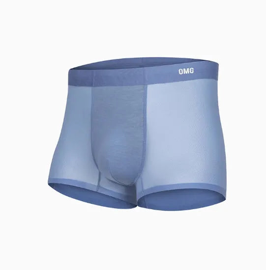 Men's seamless lightweight fitness shorts in blue, shown flat to highlight the absence of seams.