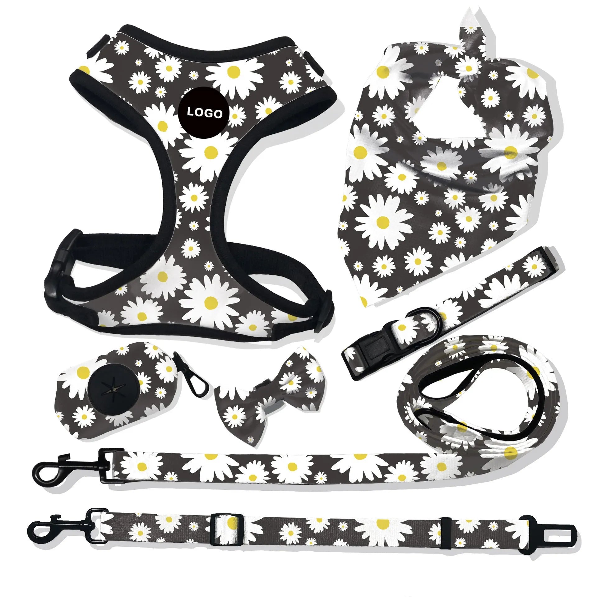 Cloth breathable dog harness leash set with traction rope in Style 1 print