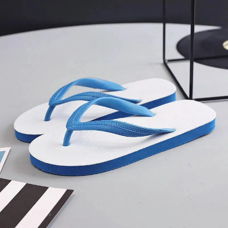 Fish label flip-flops with non-slip rubber sole in green, red, blue, or black colours