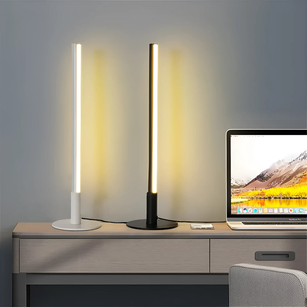 Simple retro black decorative atmosphere lamp with aluminium alloy body on a side table.