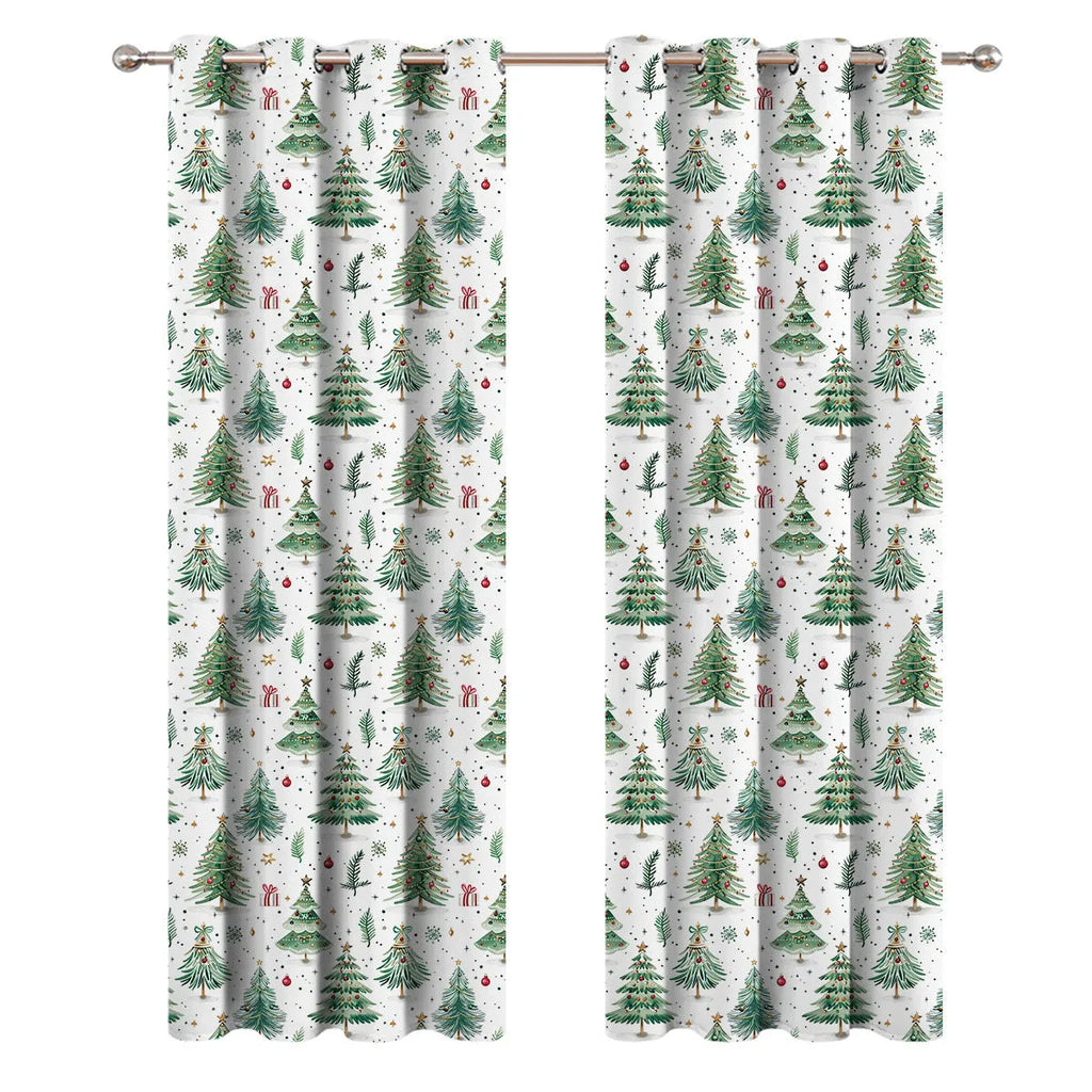Christmas forest punching pattern polyester shading curtain showing decorative holes and modern design