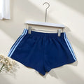 Navy blue men's high waist casual sports shorts made from micro-elastic nylon fabric
