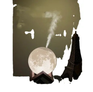 Lunar humidifier night light with 880ml water tank and touch dimming LED in three colours