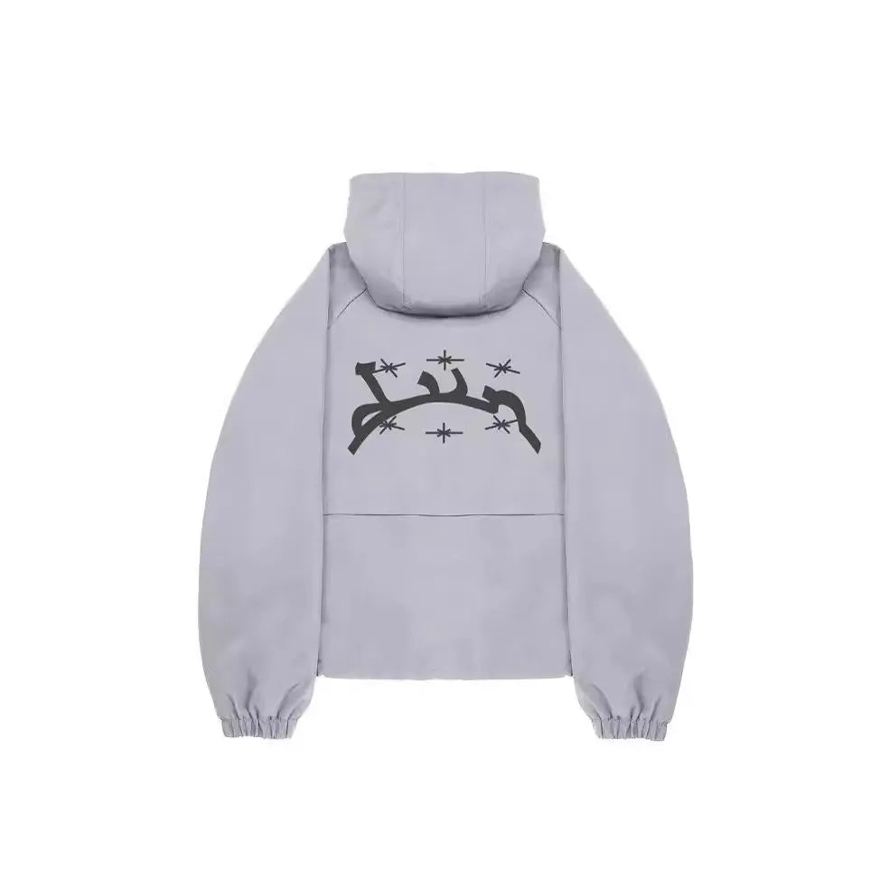 British style loose fit men's hooded sunscreen jacket in grey or black colours