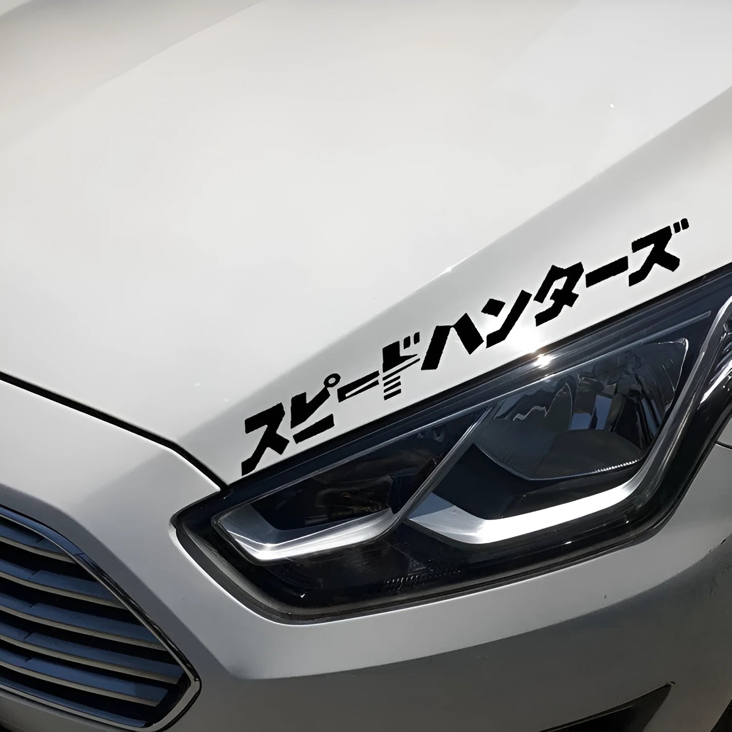 JDM speed hunting car sticker measuring 35cm by 4cm in black and silver white PET material