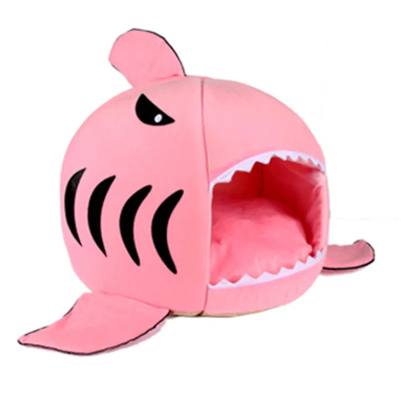 Shark-shaped pet bed in grey with removable Oxford cloth cover and PP cotton filling