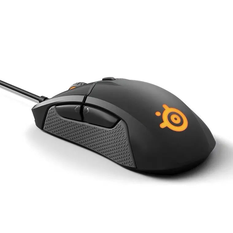 Black wired mechanical gaming mouse with ergonomic design USB interface