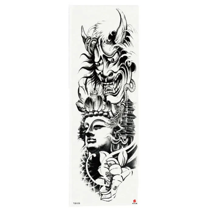 Full arm waterproof tattoo sticker 480x170mm with transfer process semi-manual production