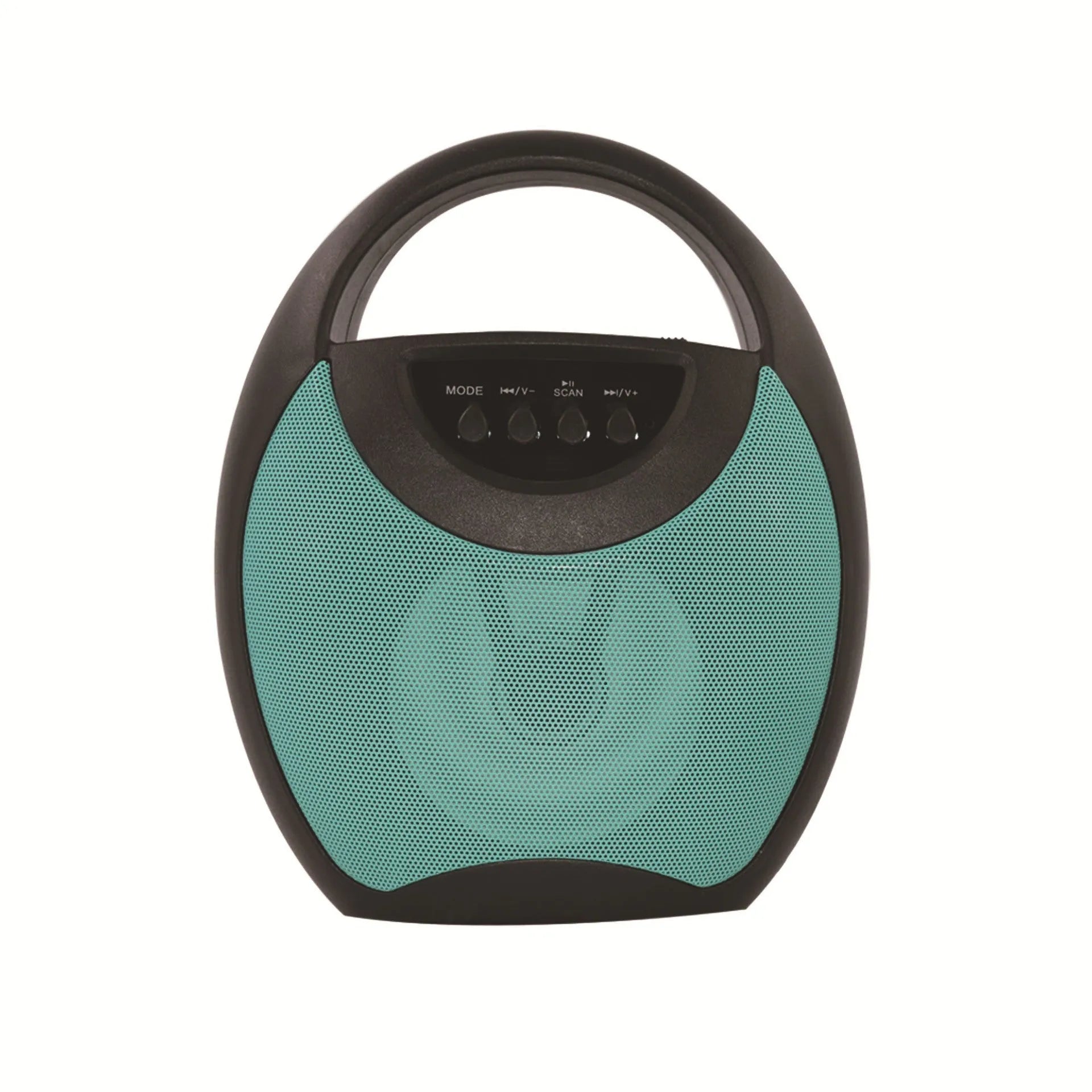 Portable Bluetooth speaker in black, blue or pink colours showing USB port for U disk or SD card playback