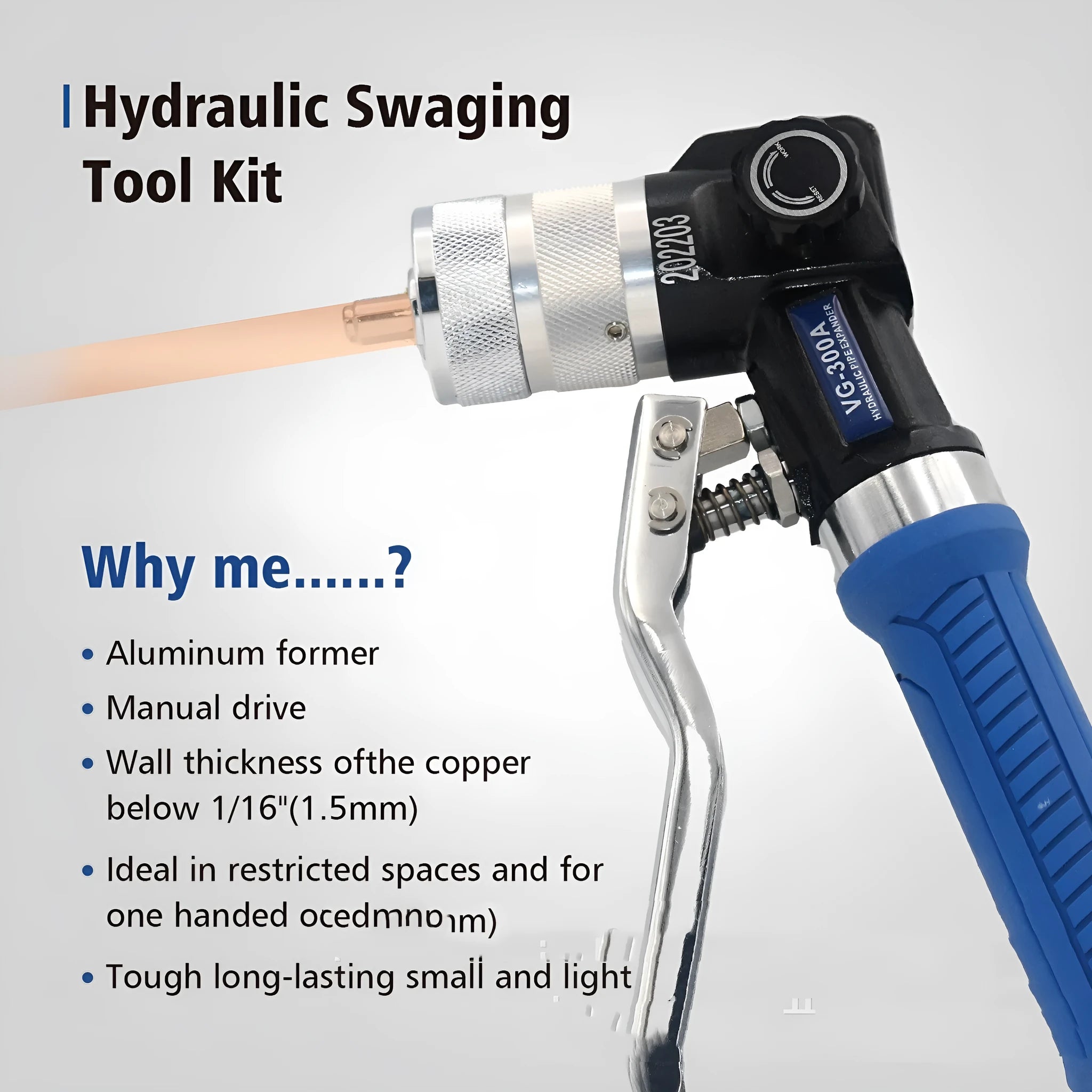 VG-300 style hydraulic tube expander for refrigeration maintenance made from high-strength alloy steel