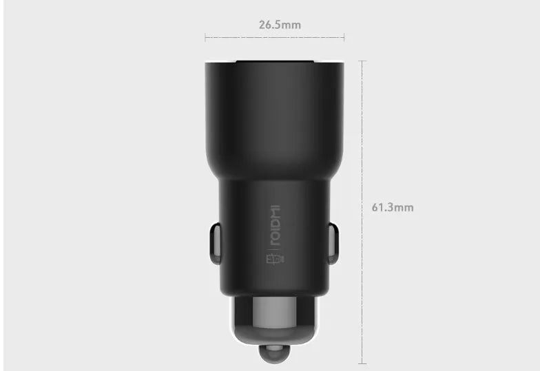Black Ruimi 3S Music Bluetooth Car Charger with USB port for in-vehicle phone and tablet charging.