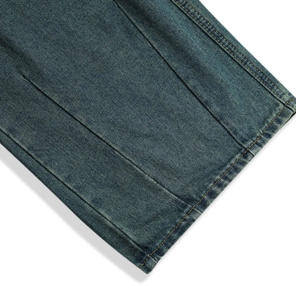 Men's cotton denim fashion work trousers in blue or gray, available in sizes M L XL