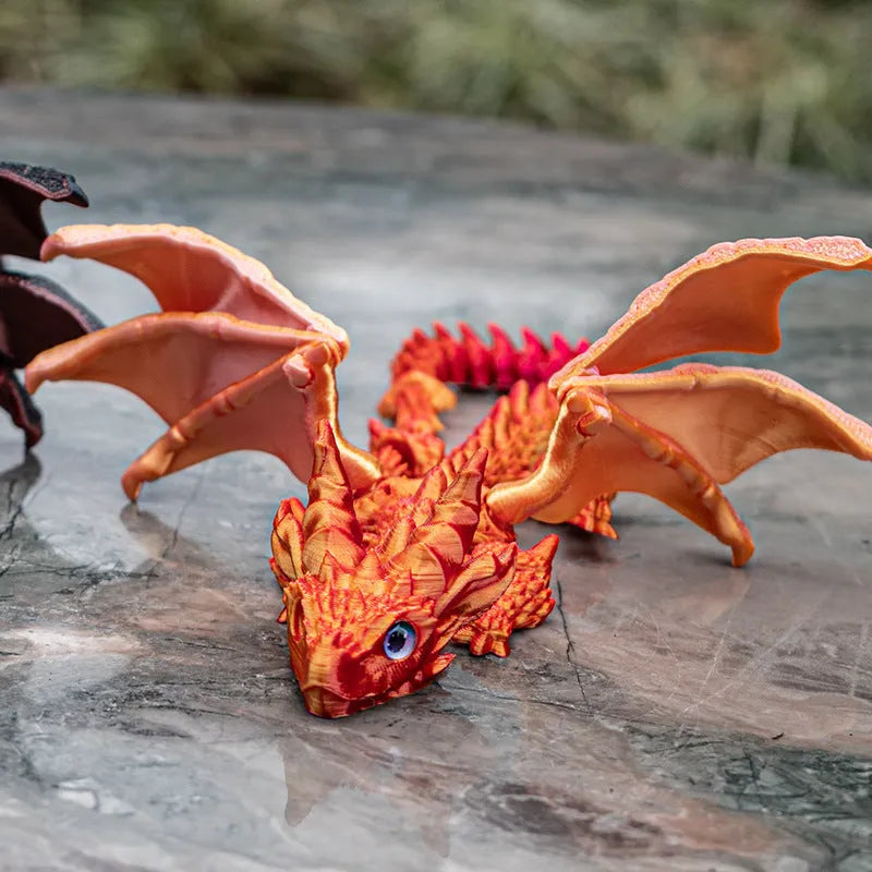 3D printed flying dragon wings decoration toy with detailed texture in multiple colour options