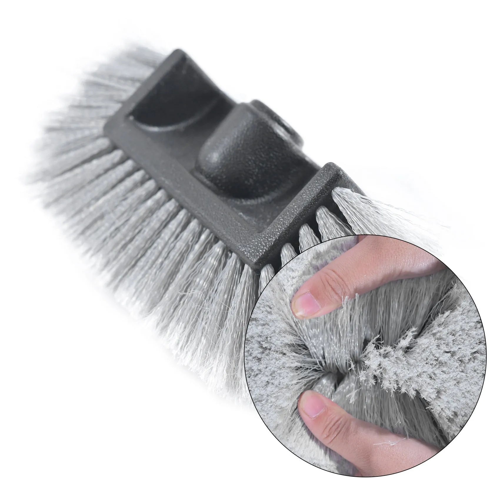 Yellow car wash brush with removable four-section rod and flow-through brush head design