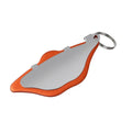 Mountain bike metal disc brake pad set in black or orange with adjustment flap