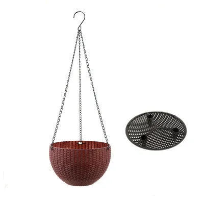 210mm diameter plastic hanging basket with inner tank and 450mm chain in seven colour options