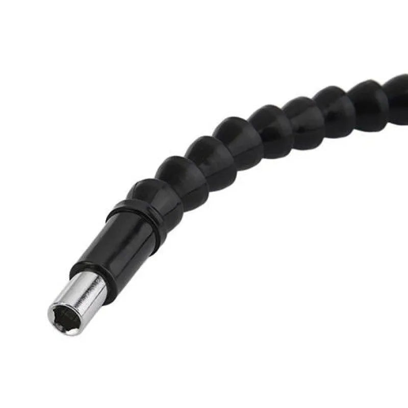 Black flexible shaft drill bit holder with 295mm total length and 1/4-inch hex shank for screwdriving in narrow spaces