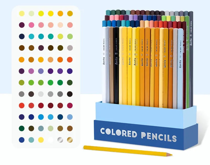 Boxed set of 72 or 126 soft core coloured pencils for drawing and sketching, with basswood casings.