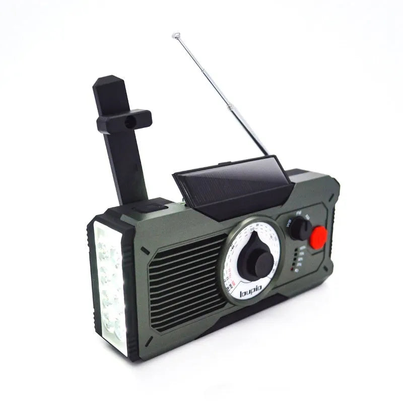 Orange ABS multifunctional emergency hand radio with reading light and flashlight display