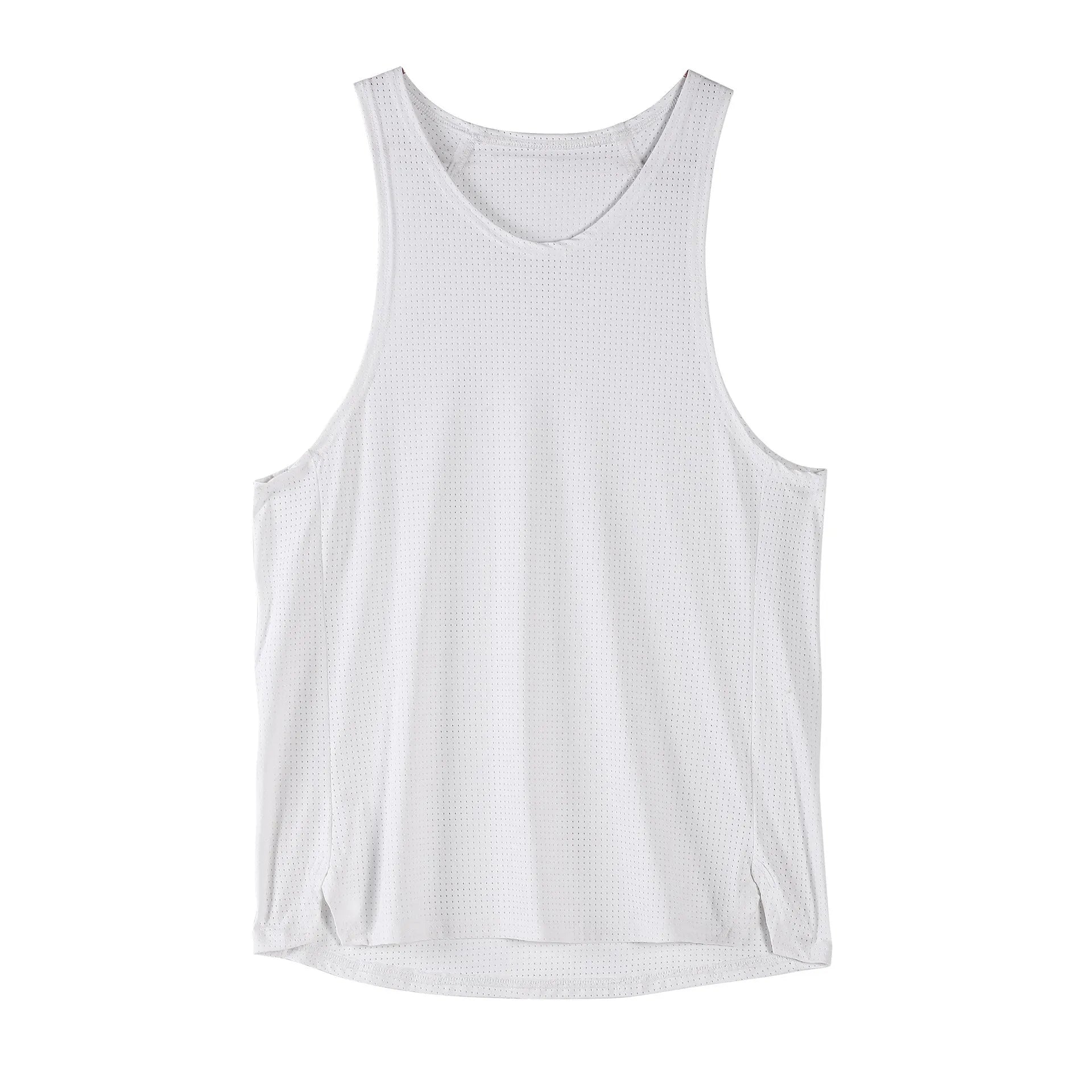 Men's black nylon sports vest with sleeveless design on white background