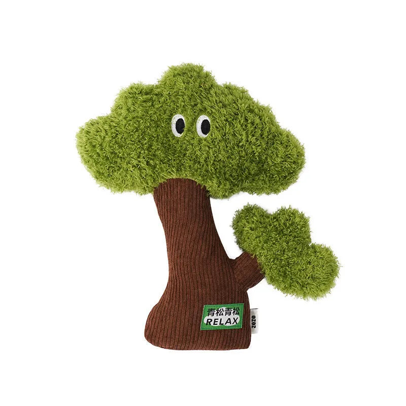 Pine tree shaped cat toy with cat mint filling and tease stick in three sizes