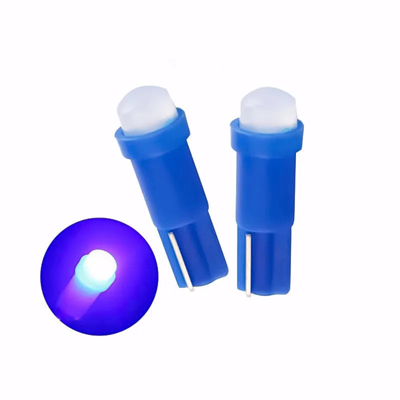 T5 LED car bulb in multiple colours for dashboard and instrument panel lighting