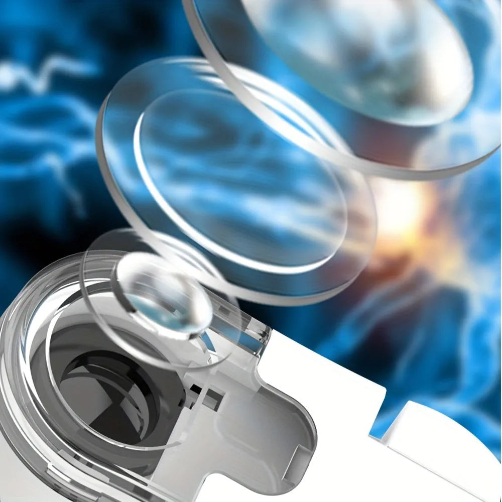 Mini 60x magnification mobile phone microscope with LED light and detachable phone clip on a white background.