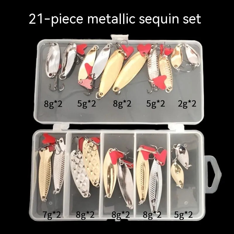 Metal fishing lure sequins in gold and silver finishes for DIY bait building projects