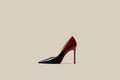 Patent leather black red gradient high heels with stiletto heel and pointed toe in super high heel style