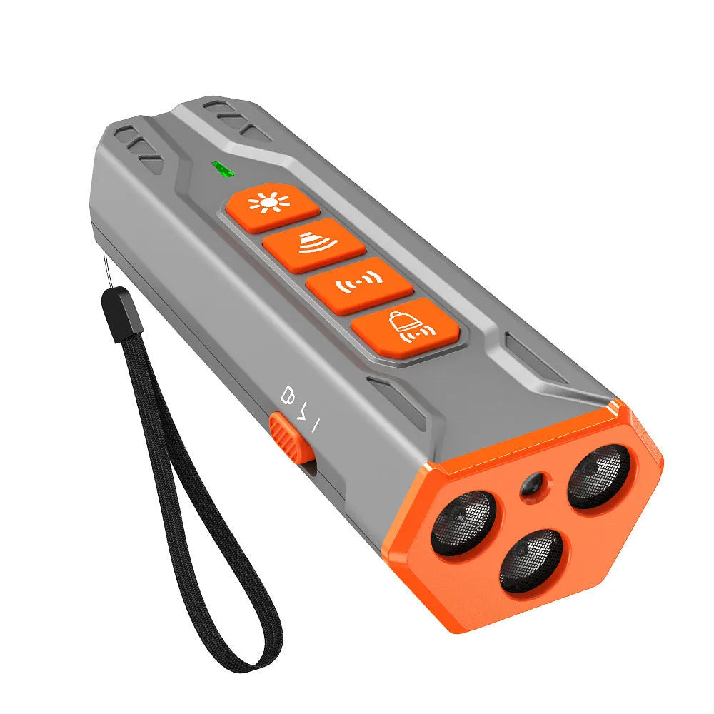 Three head ultrasonic dog trainer with remote control in grey orange colour