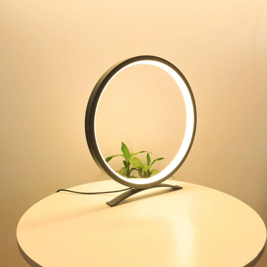 Modern minimalist desk lamp with metal stand, USB cable, and compact 25cm base in black warm light finish