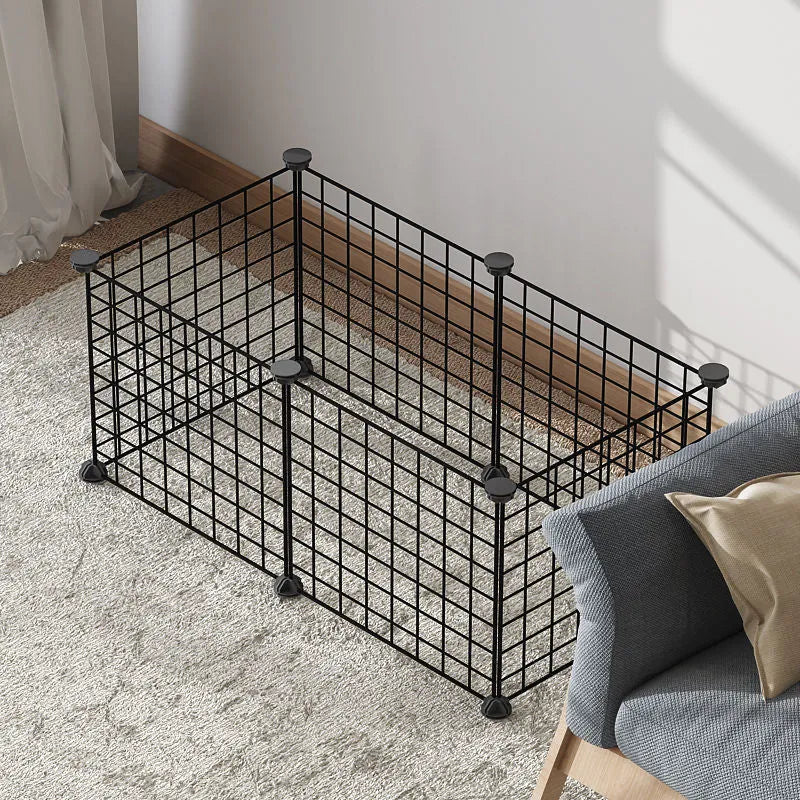 Small dog indoor isolation fence cage with 11 pieces and door, white colour