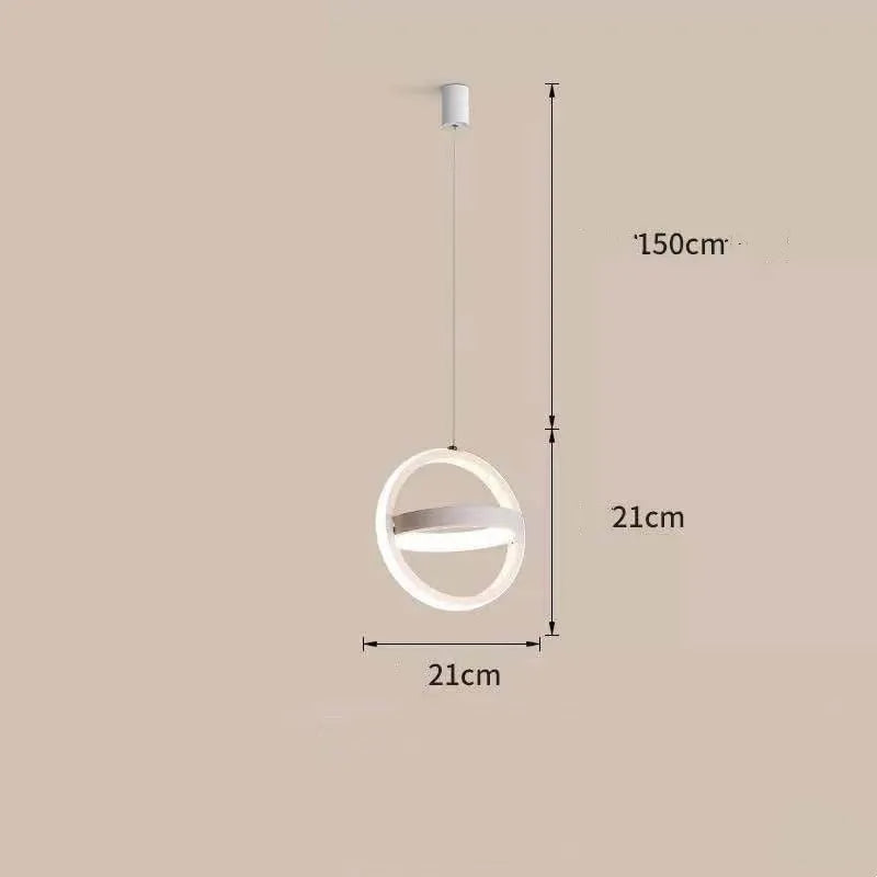 Iron LED pendant light, single head, adjustable 1m, 210mm body, white or black Nordic style