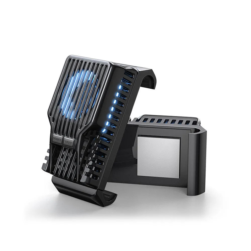 Black mobile phone radiator with adjustable clip for 4-7 inch smartphones showing aluminium heatsink