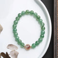 Green strawberry quartz single circle ball bracelet with 7.5mm beads and geometric Chinese style design