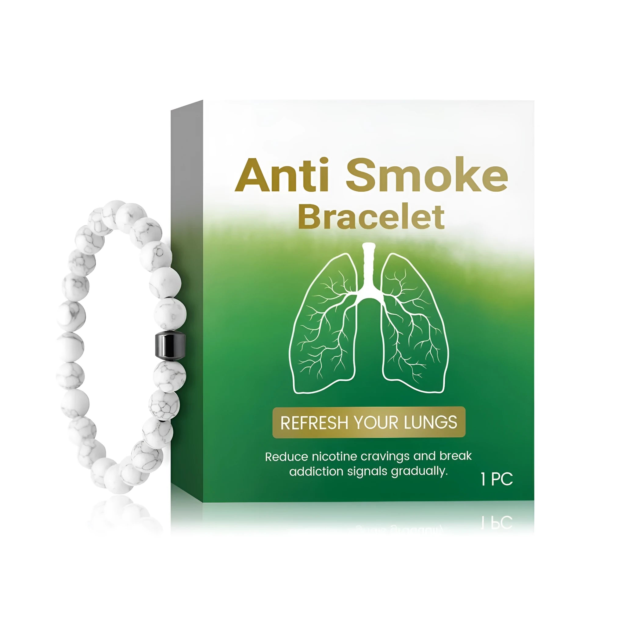Women's bracelet with synthetic turquoise beads and silver toggle clasp on stretch cord