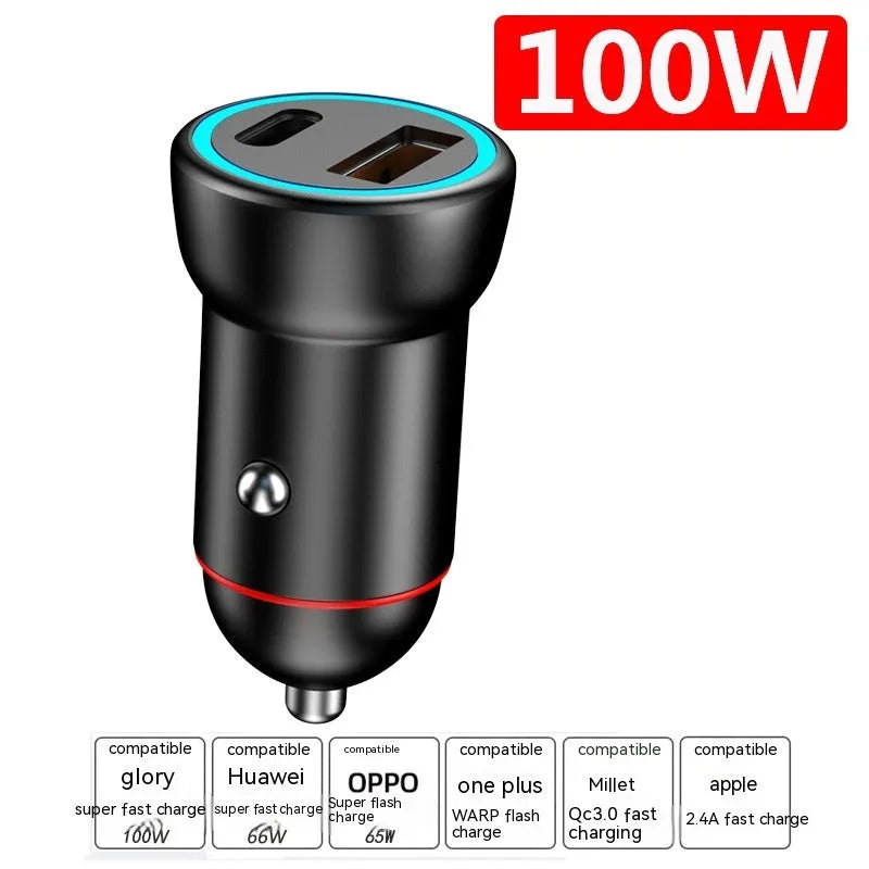 Black 200W car charger with USB ports for multiple device charging