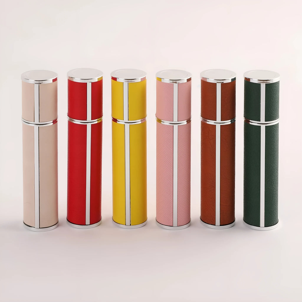 10ml PP perfume subpackaging spray bottle with atomization nozzle and removable lambskin cover, available in multiple colours