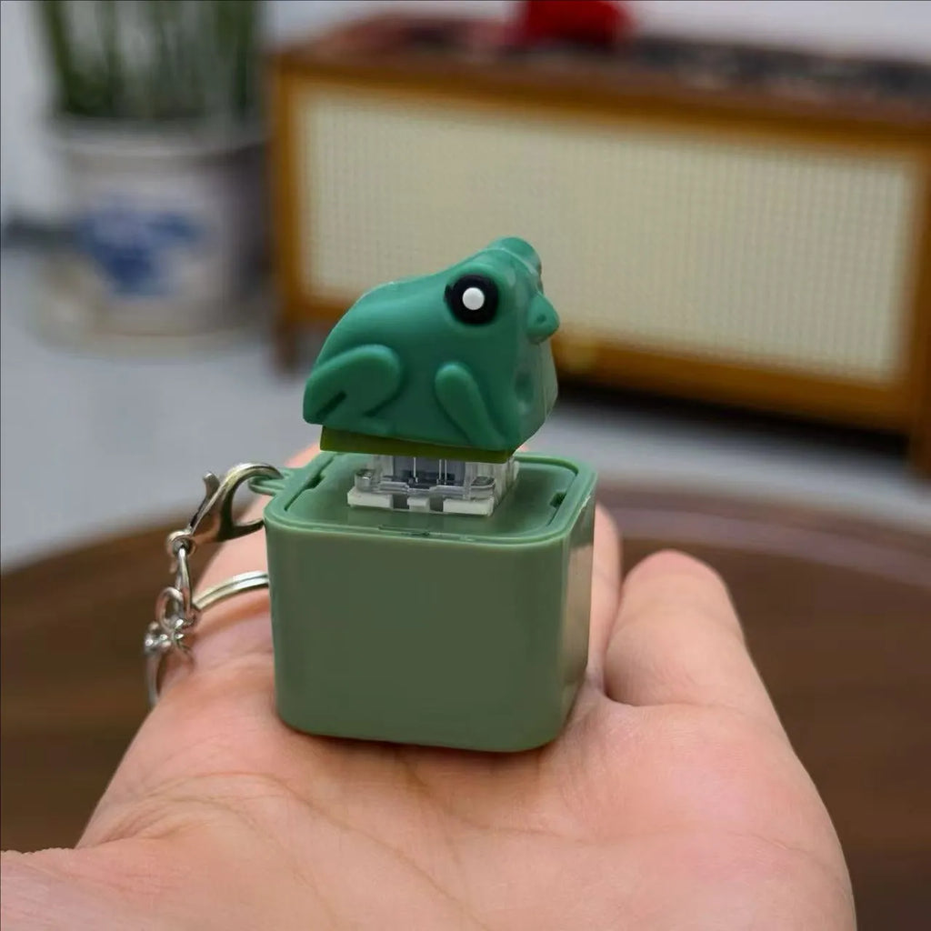Funny croaking frog keychain, rechargeable ABS pendant keyring in American style, small ornament key chain