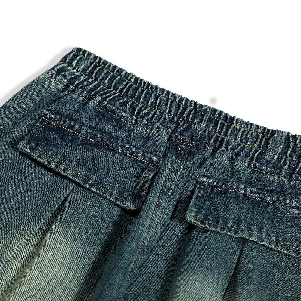 Men's cotton denim fashion work trousers in blue or gray, available in sizes M L XL