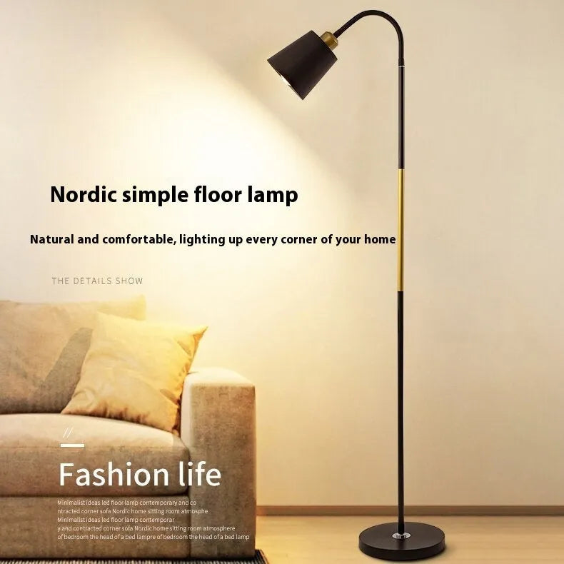 Nordic style black gold floor lamp with eye protection sofa lamp design and warm light