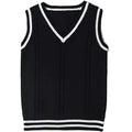 Women's slim-fit V-neck knitted waistcoat sweater with striped stitching detail in wine red colour