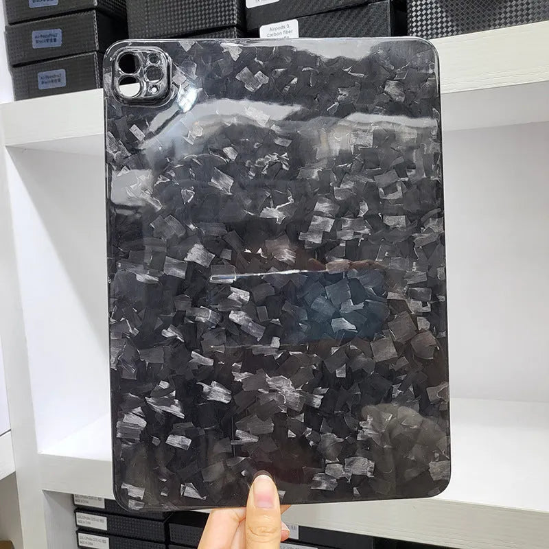 Carbon fibre hard case with plaid design for iPad Pro 11 in matte and forged finish options