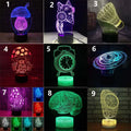 3D colourful LED desk lamp with remote control and touch panel on black ABS base