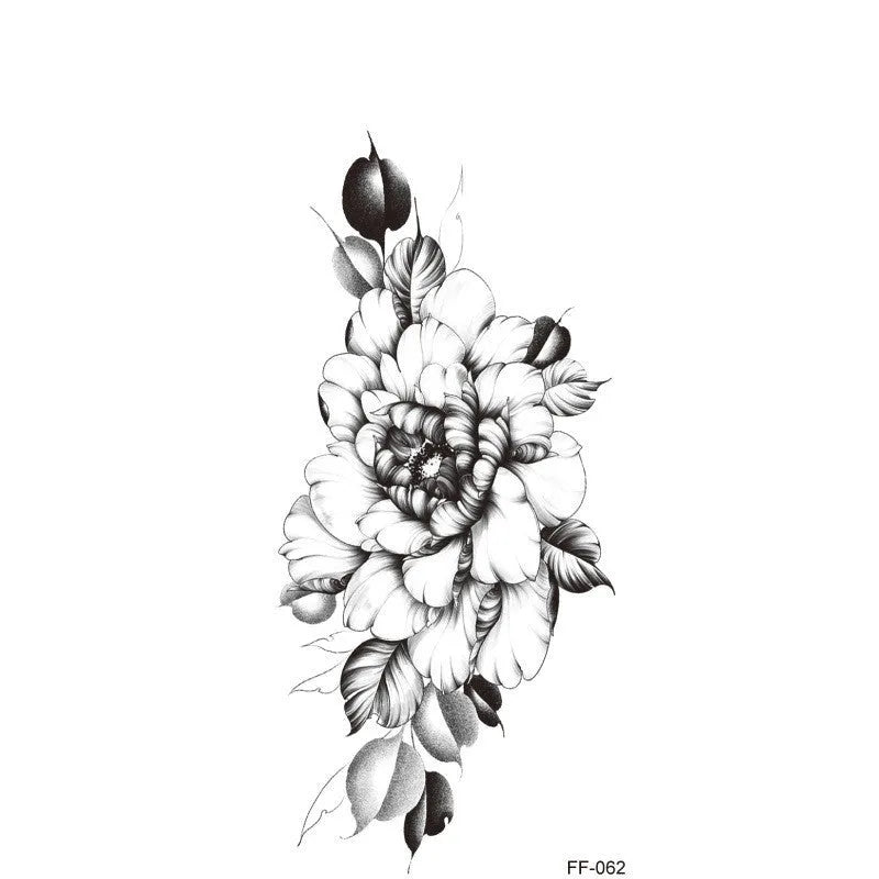 Plain flower tattoo sticker with geometry pattern using water transfer printing in multiple style options