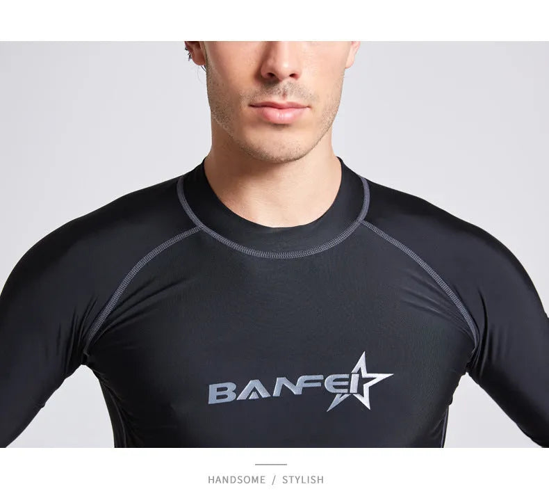 Men's quick-dry half sleeve nylon swimsuit for swimming and wading activities