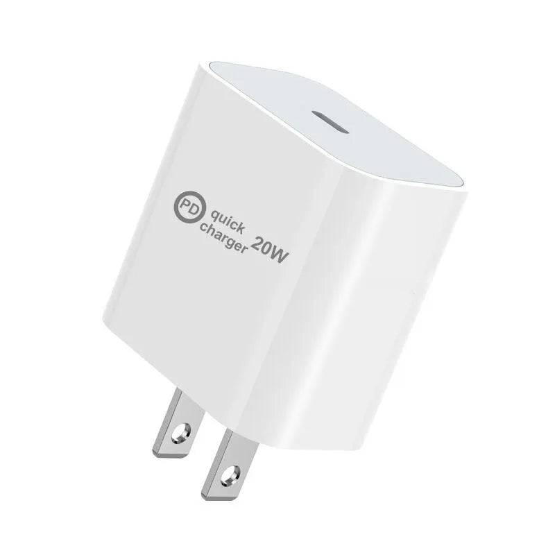 20W PD Type-C USB-C wall charger with 1 metre C-to-C cable in international plug options