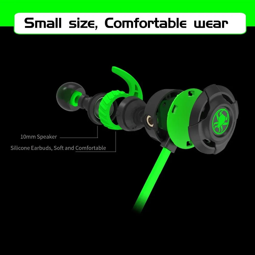 Shuangmai black green red wired in-ear gaming headset with short 1.5 cm cable