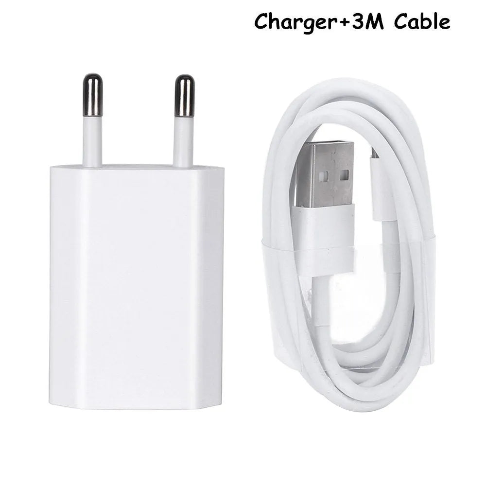5V 2A USB wall charger compatible with iPhone and iPad models with cable options